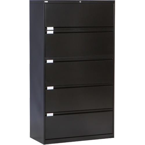 Lateral Filing Cabinet, Steel, 5 Drawers, 36" W x 18" D x 65-1/2" H, Black CSL Industriel Inc.