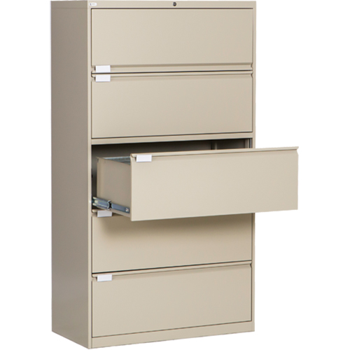 Lateral Filing Cabinet, Steel, 5 Drawers, 36" W x 18" D x 65-1/2" H, Beige CSL Industriel Inc.