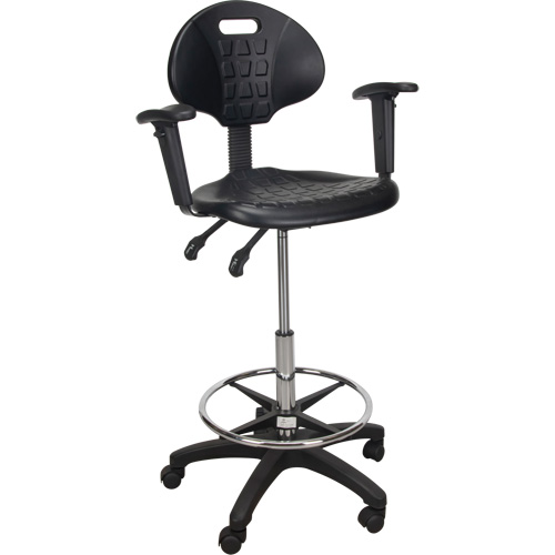 Tabouret ergonomique robuste avec accoudoirs r&eacute;glables et roulettes en nylon, Mobile, Ajustable Hauteur, Capacit&eacute; 250 lb CSL Industriel Inc.