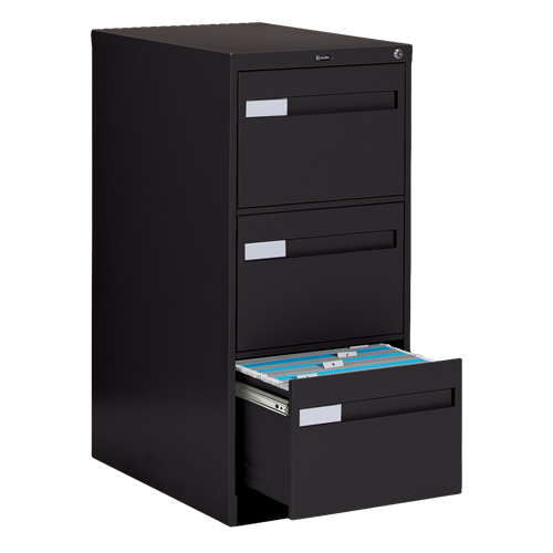 Vertical Filing Cabinet with Recessed Drawer Handles, 3 Drawers, 18.15" W x 26.56" D x 40" H, Black CSL Industriel Inc.