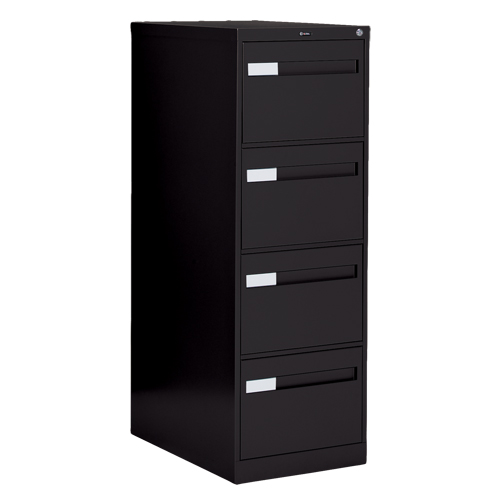 Vertical Filing Cabinet with Recessed Drawer Handles, 4 Drawers, 18.15" W x 26.56" D x 52" H, Black CSL Industriel Inc.