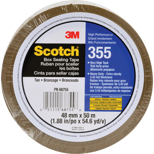 Ruban d'emballage Scotch 355, Adh&eacute;sif Thermofusible, 3,4 mils, 48 mm (1-22/25") x 50 m (164') CSL Industriel Inc.