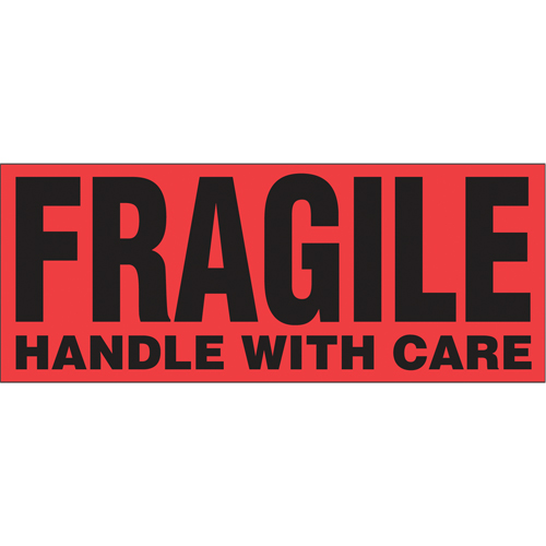 "Fragile Handle with Care" Special Handling Labels, 5" L x 2" W, Black on Red CSL Industriel Inc.