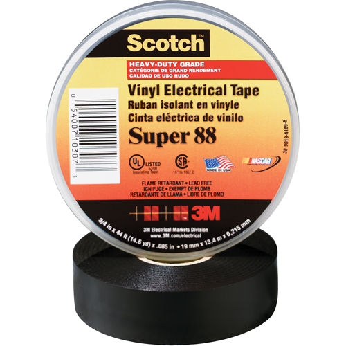 Scotch&reg; Super 88 Tape, 19 mm (3/4") x 20.1 m (66'), Black, 8.5 mils CSL Industriel Inc.