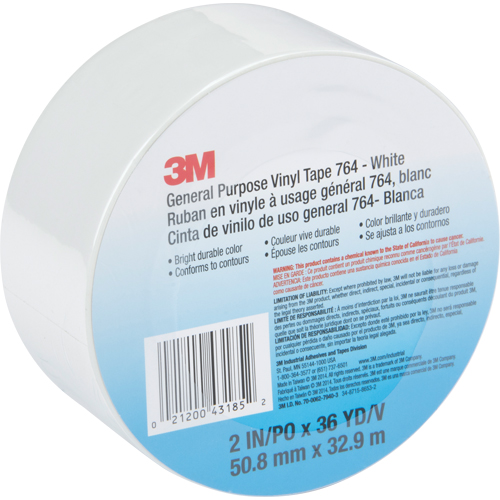 Ruban en vinyle &agrave; usage g&eacute;n&eacute;ral 764, 48 mm (2") la x 32,9 m (108') lo, Blanc CSL Industriel Inc.