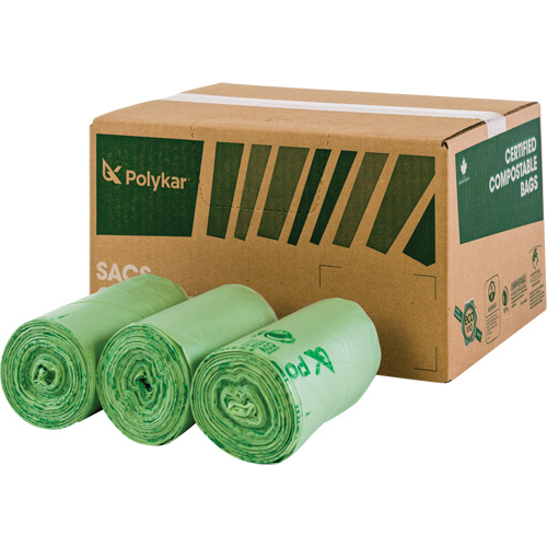 Certified Compostable Bags, Regular, 60" L x 48" W, Clear, 245 L (65 Gal.) Capacity CSL Industriel Inc.