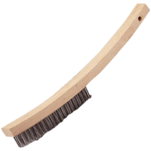 Brosse &agrave; main &agrave; r&eacute;curer &agrave; manche courb&eacute;, Acier inoxydable, 4 x 20 rangs de fils, Longueur 17" CSL Industriel Inc.