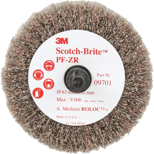 Brosse &agrave; lamelles pour labrasion et le polissage PF-ZR Roloc Scotch-Brite, Oxyde d'aluminium, Grain Moyen, 2-1/2" x 1-1/4" CSL Industriel Inc.