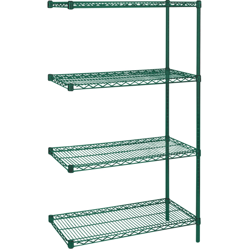 Heavy-Duty Green Epoxy Finish Wire Shelving, Add-On Kit, 4 Tiers, 36" W x 63" H x 18" D CSL Industriel Inc.