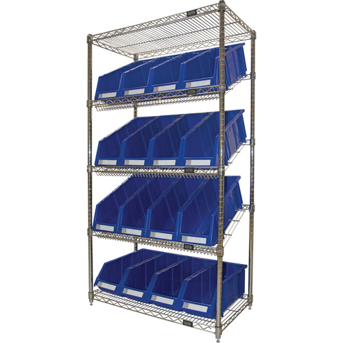 &eacute;tag&egrave;re en treillis m&eacute;tallique &agrave; tablettes inclin&eacute;es avec bacs, Tiers 5, 36" la x 63" h x 18" p CSL Industriel Inc.