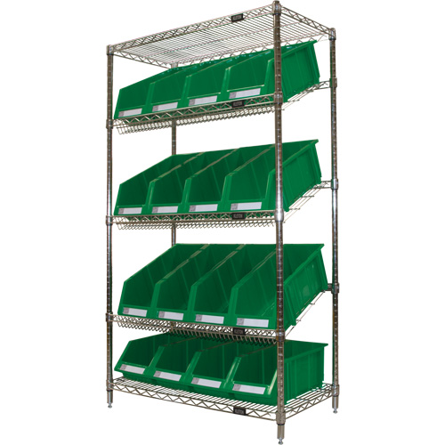 &eacute;tag&egrave;re en treillis m&eacute;tallique &agrave; tablettes inclin&eacute;es avec bacs, Tiers 5, 36" la x 63" h x 18" p CSL Industriel Inc.