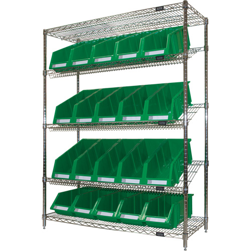 &eacute;tag&egrave;re en treillis m&eacute;tallique &agrave; tablettes inclin&eacute;es avec bacs, Tiers 5, 48" la x 63" h x 18" p CSL Industriel Inc.
