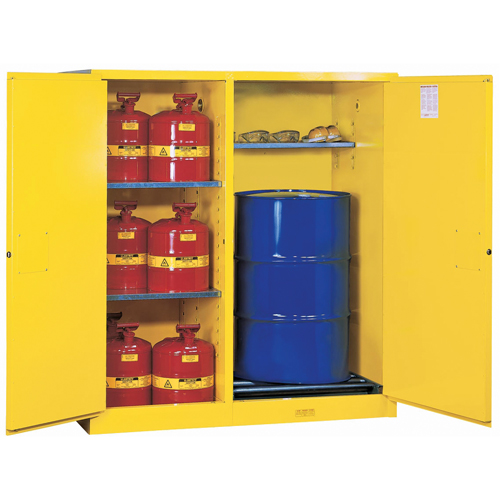 Armoires Sure-Grip EX s&eacute;curitaires &agrave; double fonction, Capacit&eacute; de 115 gal. US, 13 barils, Jaune CSL Industriel Inc.