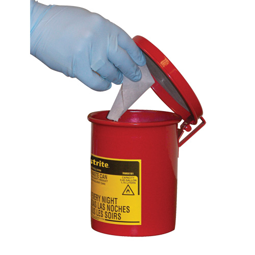 Mini Bench - Top Oily Waste Cans, FM Approved, 0.45 US gallon, Red CSL Industriel Inc.