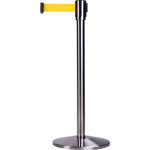 Free-Standing Crowd Control Barrier, Steel, 35" H, Yellow Tape, 12' Tape Length CSL Industriel Inc.