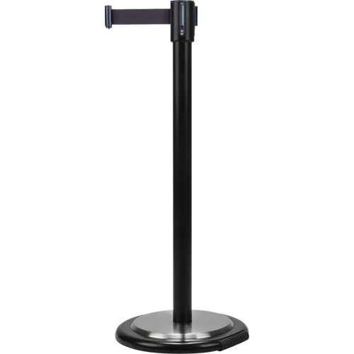 Free-Standing Crowd Control Barrier, Steel, 35" H, Black Tape, 7' Tape Length CSL Industriel Inc.