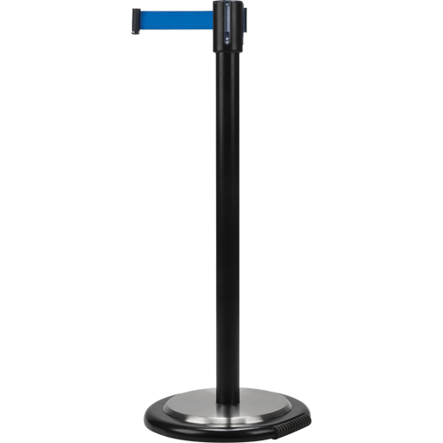 Free-Standing Crowd Control Barrier, Steel, 35" H, Blue Tape, 7' Tape Length CSL Industriel Inc.