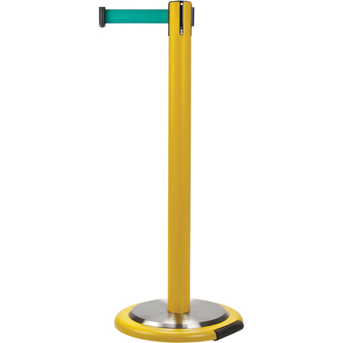 Barri&egrave;res sur pieds pour le contr&ocirc;le des foules, Acier, 35" h, Ruban Vert, Longueur du ruban 7' CSL Industriel Inc.