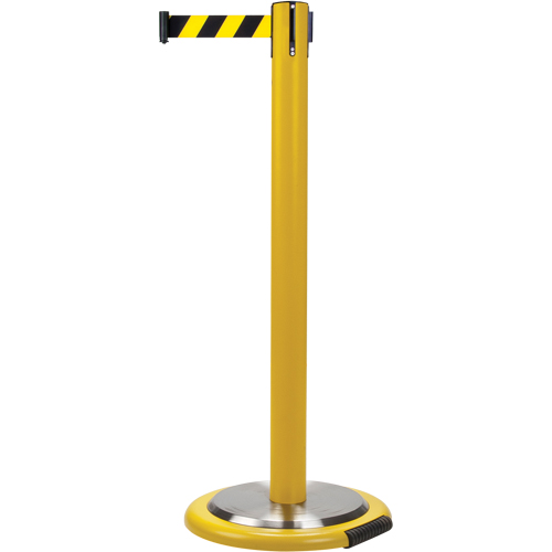 Barri&egrave;res sur pieds pour le contr&ocirc;le des foules, Acier, 35" h, Ruban Noir/Jaune, Longueur du ruban 7' CSL Industriel Inc.