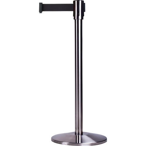 Free-Standing Crowd Control Barrier, Steel, 35" H, Black Tape, 12' Tape Length CSL Industriel Inc.