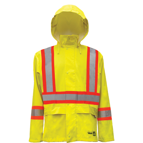 Hi-Vis FR/PU Safety Rain Jackets, Small, High Visibility Lime-Yellow CSL Industriel Inc.