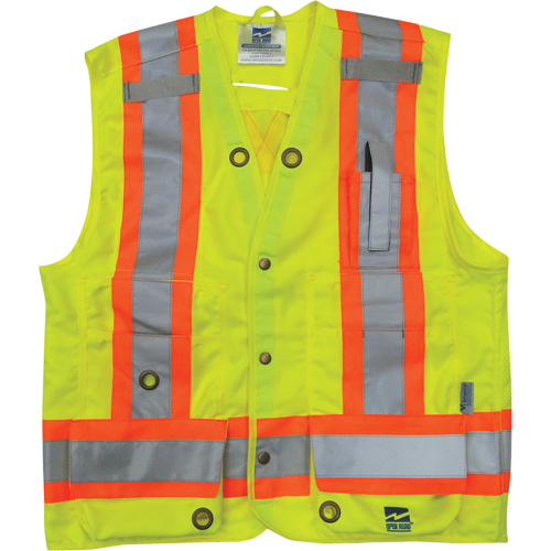 Veste de s&eacute;curit&eacute; pour arpenteur, Jaune lime haute visibilit&eacute;, Petit, Polyester CSL Industriel Inc.
