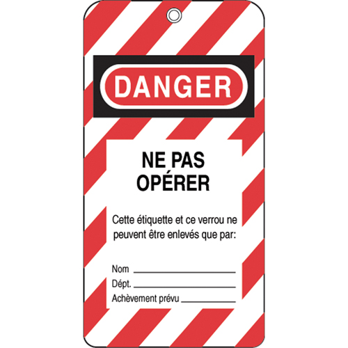 Lockout Tags, Plastic, 3" W x 5-3/4" H, French CSL Industriel Inc.