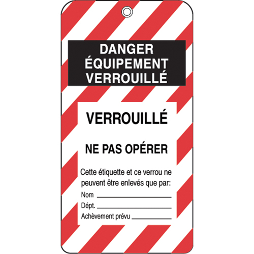 &eacute;tiquettes de verrouillage, Plastique, 3" la x 5-3/4" h, Français CSL Industriel Inc.