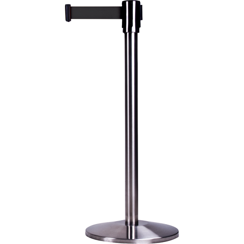 Free-Standing Crowd Control Barrier, Steel, 35" H, Black Tape, 7' Tape Length CSL Industriel Inc.