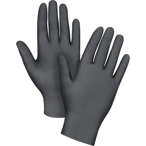 Gants jetables de calibre m&eacute;dical r&eacute;sistants &agrave; la perforation, Petit, Nitrile, 5 mils, Sans poudre, Noir, Classe 2 CSL Industriel Inc.