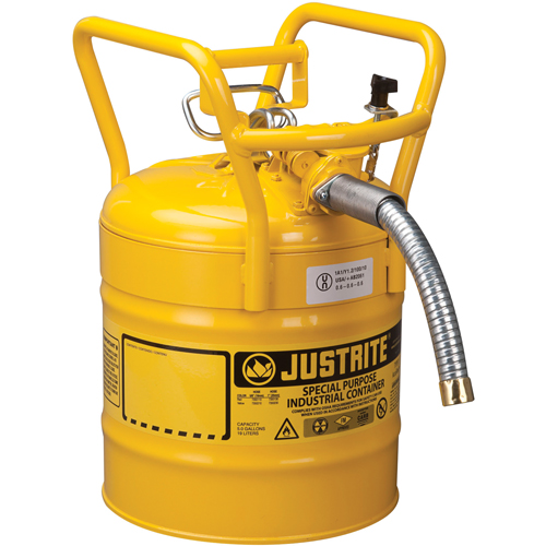 Bidons s&eacute;curitaires D.O.T. de AccuFlow, Type II, Acier, 5 gal. US, Jaune, Homologu&eacute; FM CSL Industriel Inc.
