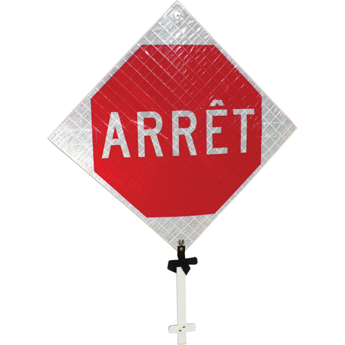 "Arr&ecirc;t" Pole Sign, 24" x 24", Aluminum, French CSL Industriel Inc.