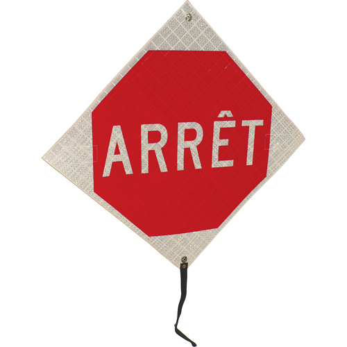 "Arr&ecirc;t" Rolled-Up Traffic Sign, 24" x 24", Vinyl, French CSL Industriel Inc.