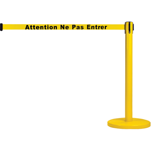Free-Standing Crowd Control Barrier, Steel, 35" H, Yellow Tape, 7' Tape Length CSL Industriel Inc.