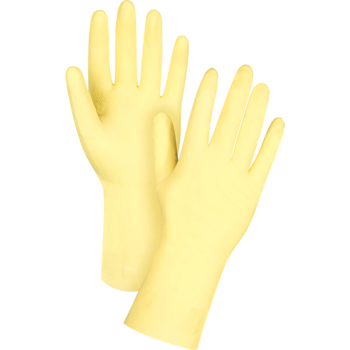 Gants jaune canari de premi&egrave;re qualit&eacute; r&eacute;sistants aux produits chimiques, Taille Petit/7, 12" lo, Latex de caoutchouc, Doublure en Ouat&eacute;e, 18 mils CSL Industriel Inc.
