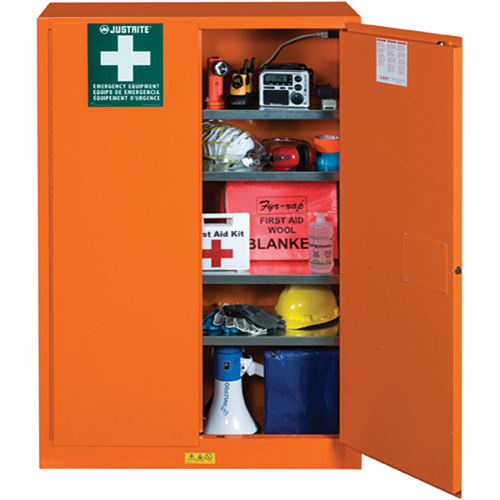 Armoires de rangement pour pr&eacute;paration aux situations d'urgence, Acier, 4 Tablettes, 65" h x 43" la x 18" P, Orange CSL Industriel Inc.