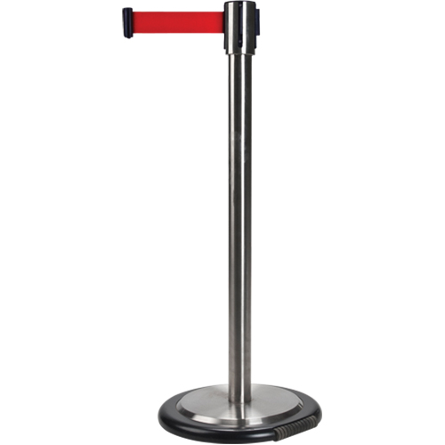 Free-Standing Crowd Control Barrier, Steel, 35" H, Red Tape, 12' Tape Length CSL Industriel Inc.