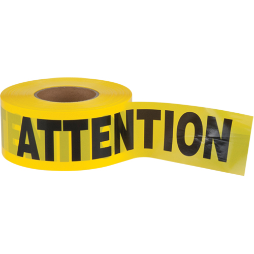 "Attention" Barricade Tape, Bilingual, 3" W x 1000' L, 2.5 mils, Black on Yellow CSL Industriel Inc.
