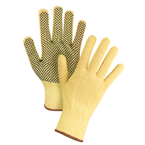 Gants tricot&eacute;s sans couture &agrave; pois, Taille Grand/9, Calibre 7, Rev&ecirc;tement PVC, Enveloppe en Kevlar, ASTM ANSI niveau A2/EN 388 niveau 3 CSL Industriel Inc.