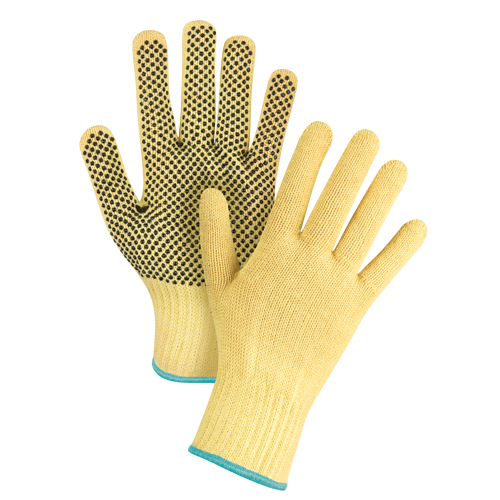 Gants tricot&eacute;s sans couture &agrave; pois, Taille T-Grand/10, Calibre 7, Rev&ecirc;tement PVC, Enveloppe en Kevlar, ASTM ANSI niveau A2/EN 388 niveau 3 CSL Industriel Inc.