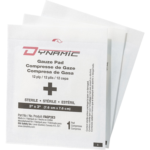 Gaze Dynamic, Tampon, 3" lo x 3" la, St&eacute;rile, Dispositif m&eacute;dical Classe 1 CSL Industriel Inc.
