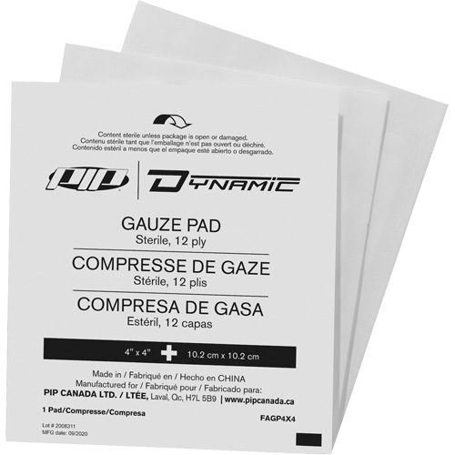 Dynamic Gauze, Pad, 4" L x 4" W, Sterile, Medical Device Class 1 CSL Industriel Inc.