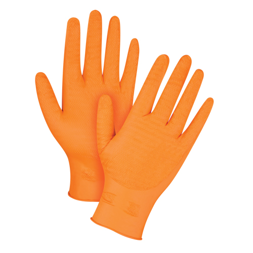 Gants de poids lourd Gripper, Moyen, Nitrile, 7 mils, Sans poudre, Orange CSL Industriel Inc.
