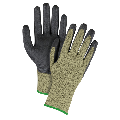Gants &eacute;lastiques sans coutures r&eacute;sistants &agrave; la coupe noir & jaune, Taille Moyen/8, Calibre 13, Rev&ecirc;tement Mousse de nitrile, Enveloppe en Aramide, ASTM ANSI niveau A6 CSL Industriel Inc.
