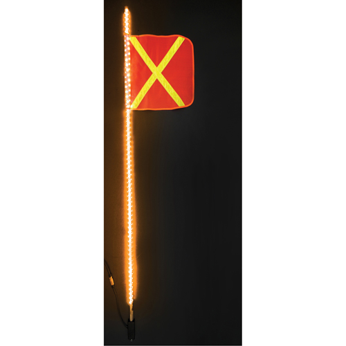 Fanions DEL robustes Safety Whip, Fixation Attelage, Hauteur 6, Orange avec X r&eacute;fl&eacute;chissant CSL Industriel Inc.