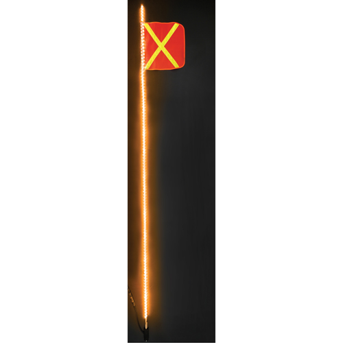 Fanions DEL robustes Safety Whip, Fixation Attelage, Hauteur 10, Orange avec X r&eacute;fl&eacute;chissant CSL Industriel Inc.