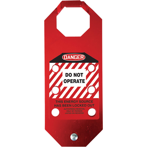 Moraillon de verrouillage pr&eacute;venant l'utilisation conforme aux normes OSHA Danger Stopout Aluma-Tag, Rouge CSL Industriel Inc.