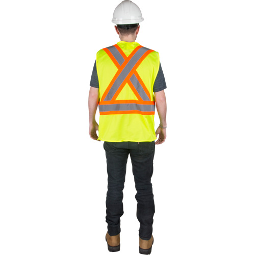 Veste de s&eacute;curit&eacute; pour la circulation, Jaune lime haute visibilit&eacute;, Grand, Polyester CSL Industriel Inc.