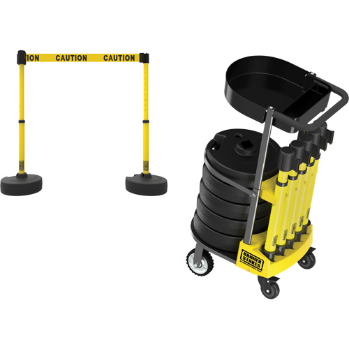 PLUS Barrier Post Cart Kit with Tray, 75' L, Metal, Yellow CSL Industriel Inc.