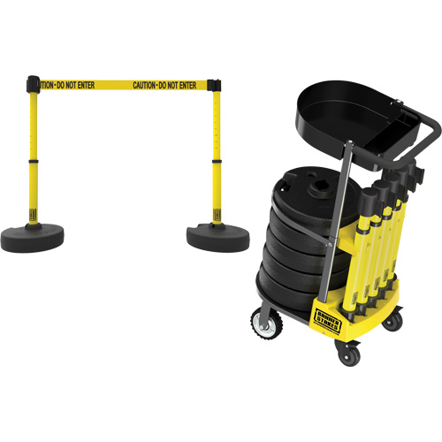 PLUS Barrier Post Cart Kit with Tray, 75' L, Metal, Yellow CSL Industriel Inc.